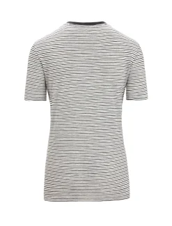 New Icebreaker Merino Leinen T-Shirt Stripe Damen Snow/Black