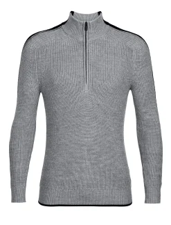 Clearance Icebreaker Merino Lodge Half-Zip-Pullover Herren Gritstone Heather/Black