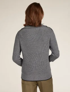 Fashion Icebreaker Merino Lodge Half-Zip-Pullover Damen Gritstone Heather/Black