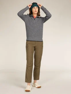 Fashion Icebreaker Merino Lodge Half-Zip-Pullover Damen Gritstone Heather/Black