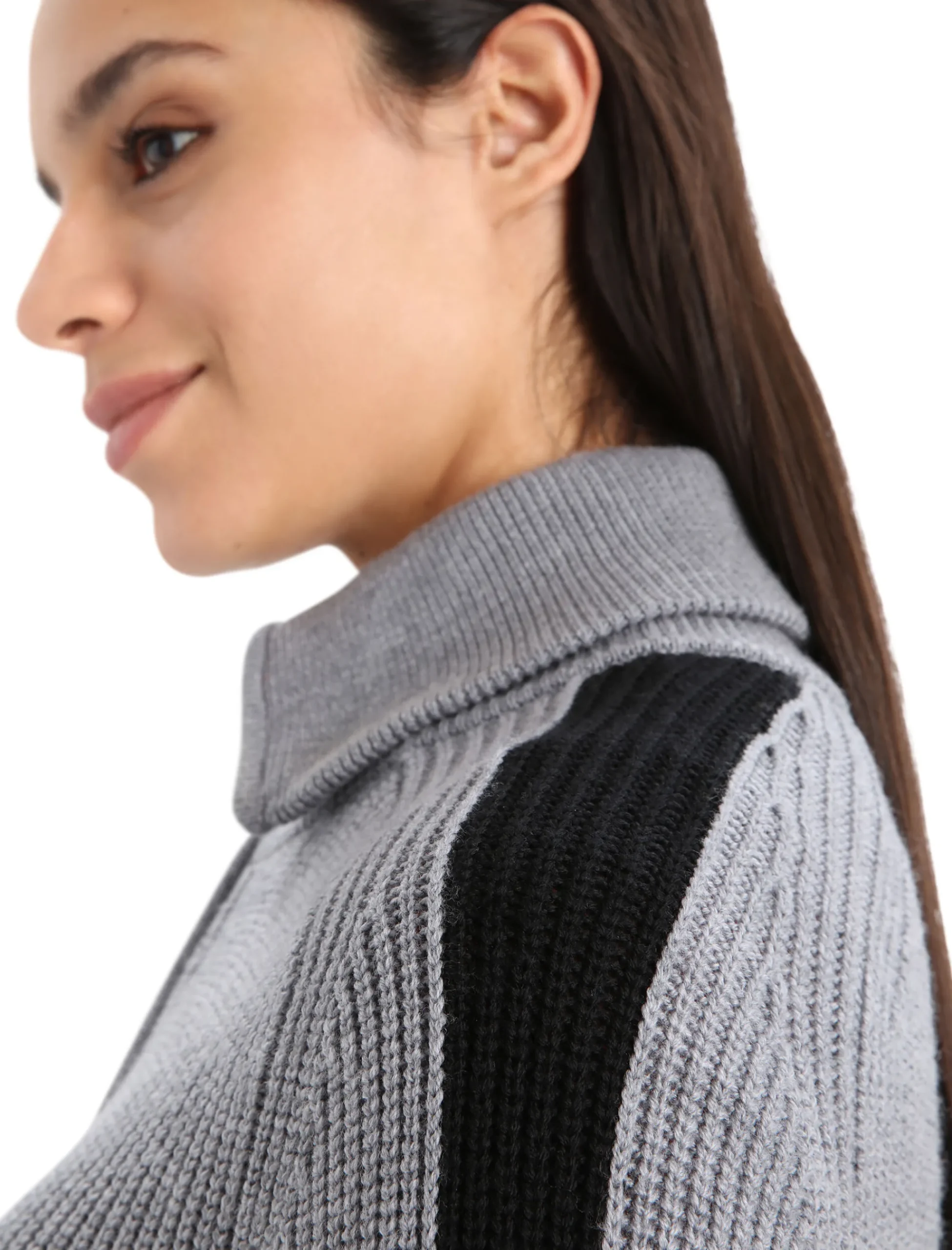 Fashion Icebreaker Merino Lodge Half-Zip-Pullover Damen Gritstone Heather/Black