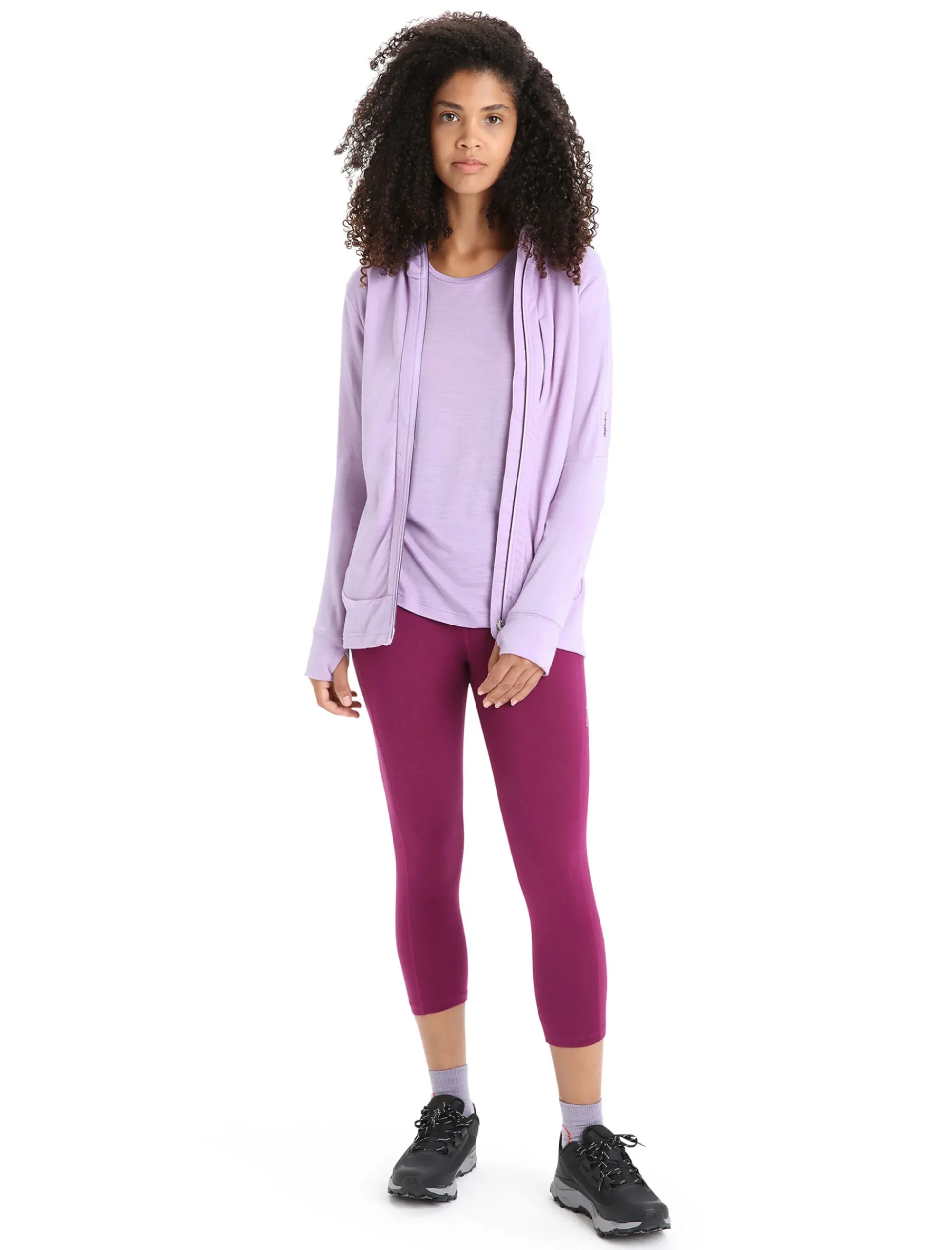 Cheap Icebreaker Merino Quantum Iii Zip-Hoodie Damen Purple Gaze/Go Berry