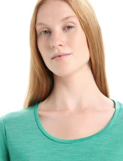 Cheap Icebreaker Merino Sphere Ii T-Shirt Mit U-Ausschnitt Damen Fresh Heather