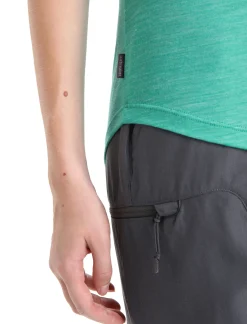 Cheap Icebreaker Merino Sphere Ii T-Shirt Mit U-Ausschnitt Damen Fresh Heather