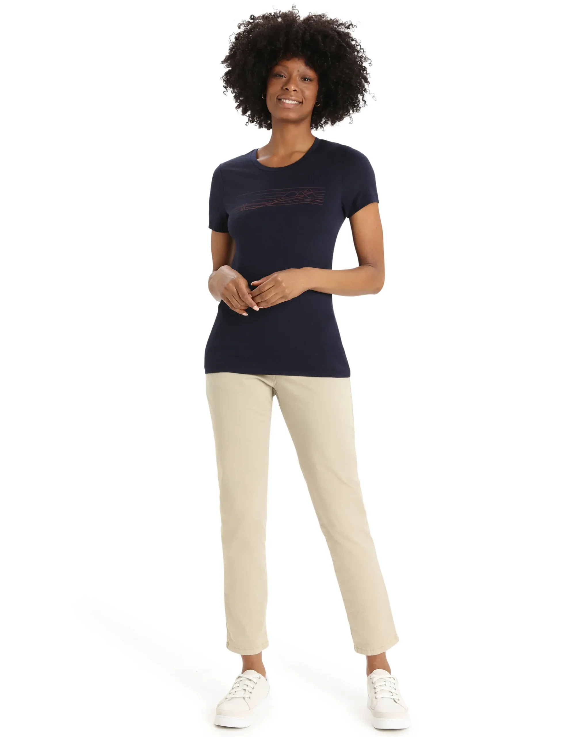 Shop Icebreaker Merino Tech Lite Ii T-Shirt Ski Stripes Damen Midnight Navy