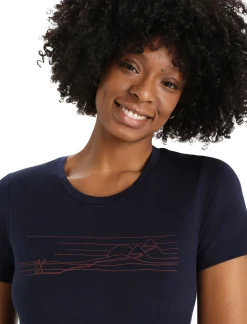 Shop Icebreaker Merino Tech Lite Ii T-Shirt Ski Stripes Damen Midnight Navy