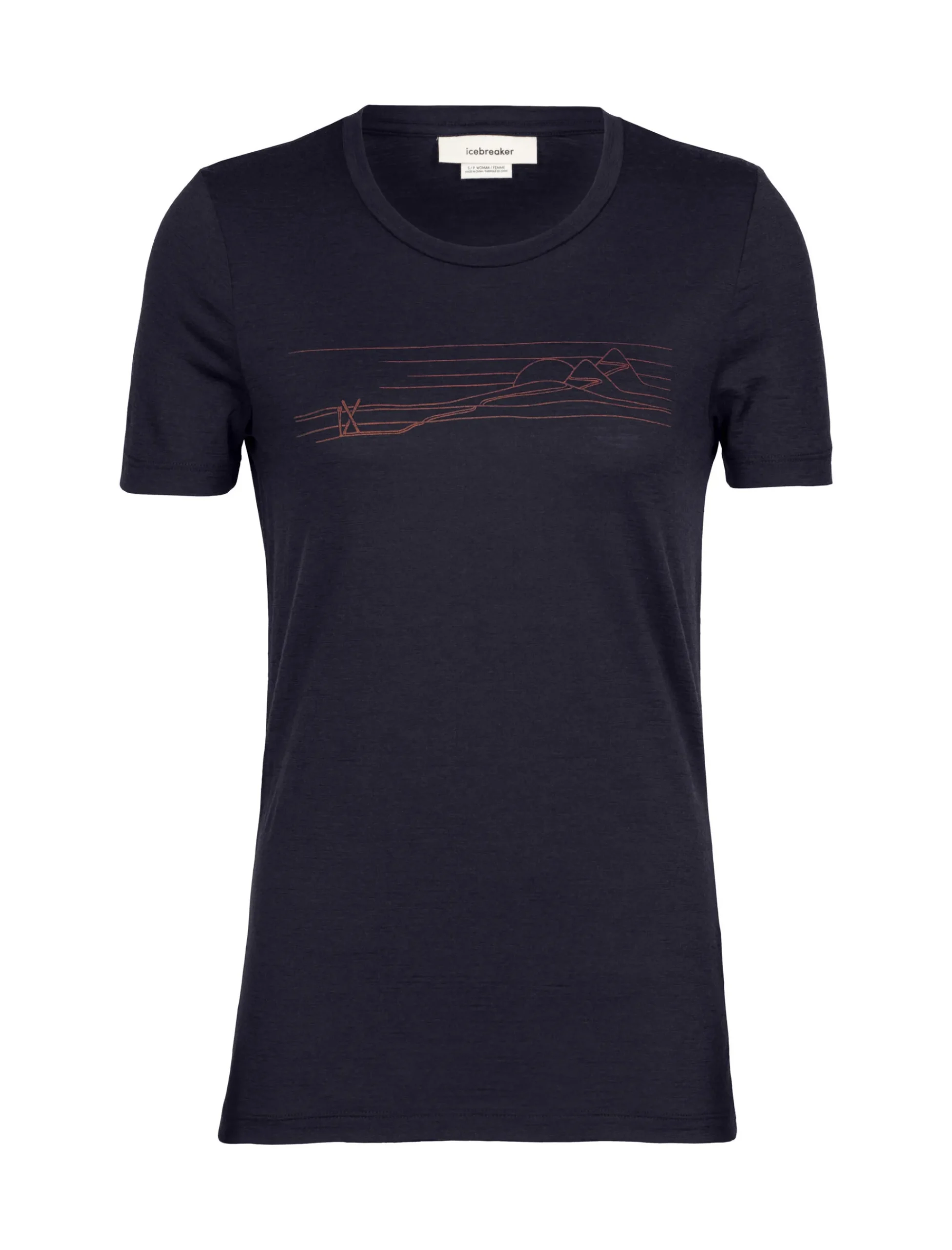 Shop Icebreaker Merino Tech Lite Ii T-Shirt Ski Stripes Damen Midnight Navy