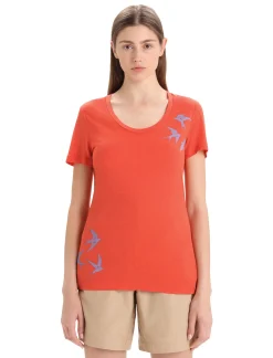 Discount Icebreaker Merino Tech Lite Ii T-Shirt Mit U-Ausschnitt Swarming Shapes Damen Vibrant Earth