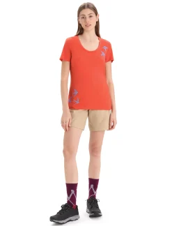 Discount Icebreaker Merino Tech Lite Ii T-Shirt Mit U-Ausschnitt Swarming Shapes Damen Vibrant Earth
