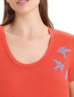 Discount Icebreaker Merino Tech Lite Ii T-Shirt Mit U-Ausschnitt Swarming Shapes Damen Vibrant Earth