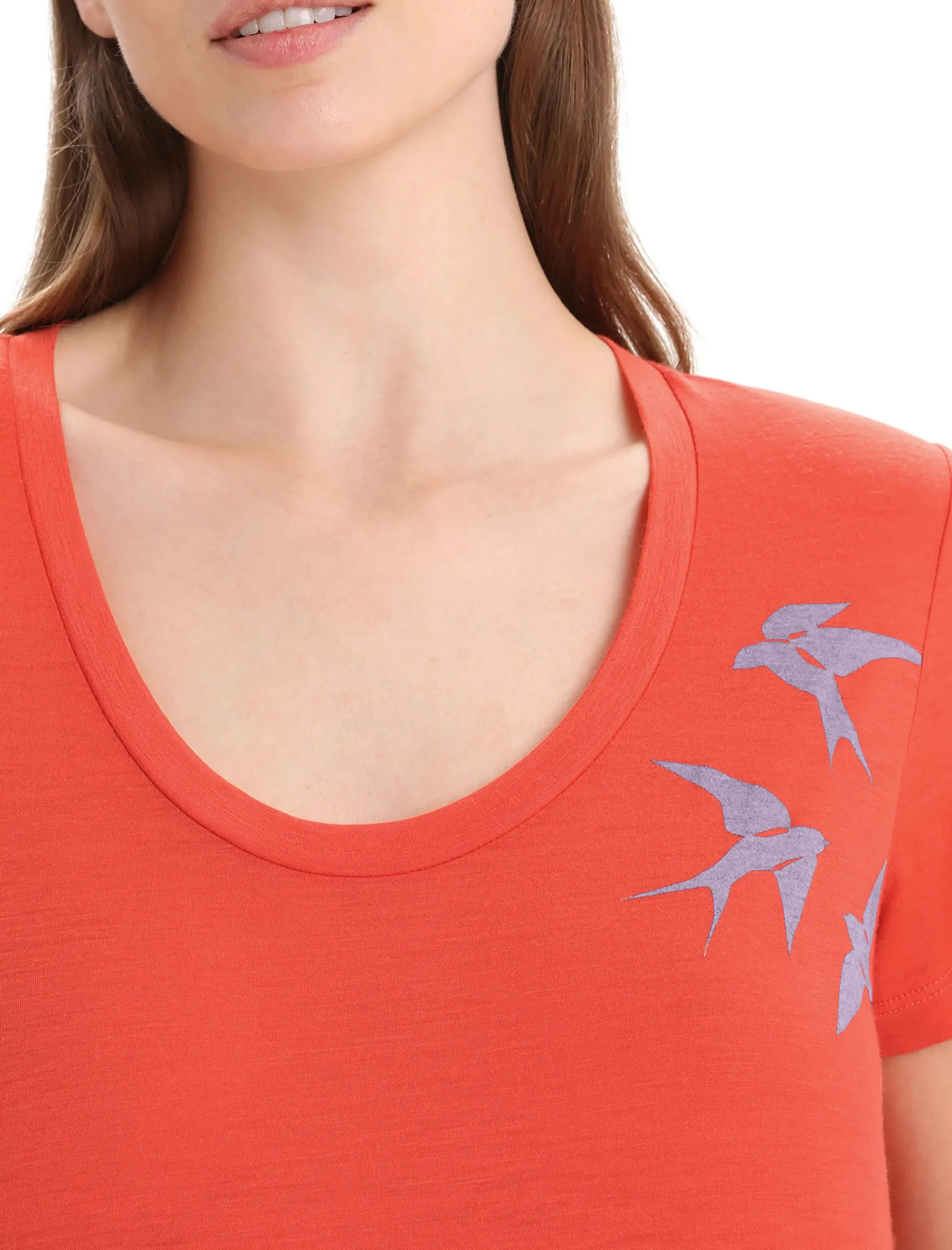 Discount Icebreaker Merino Tech Lite Ii T-Shirt Mit U-Ausschnitt Swarming Shapes Damen Vibrant Earth