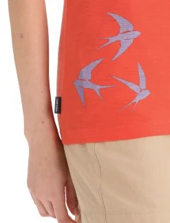 Discount Icebreaker Merino Tech Lite Ii T-Shirt Mit U-Ausschnitt Swarming Shapes Damen Vibrant Earth