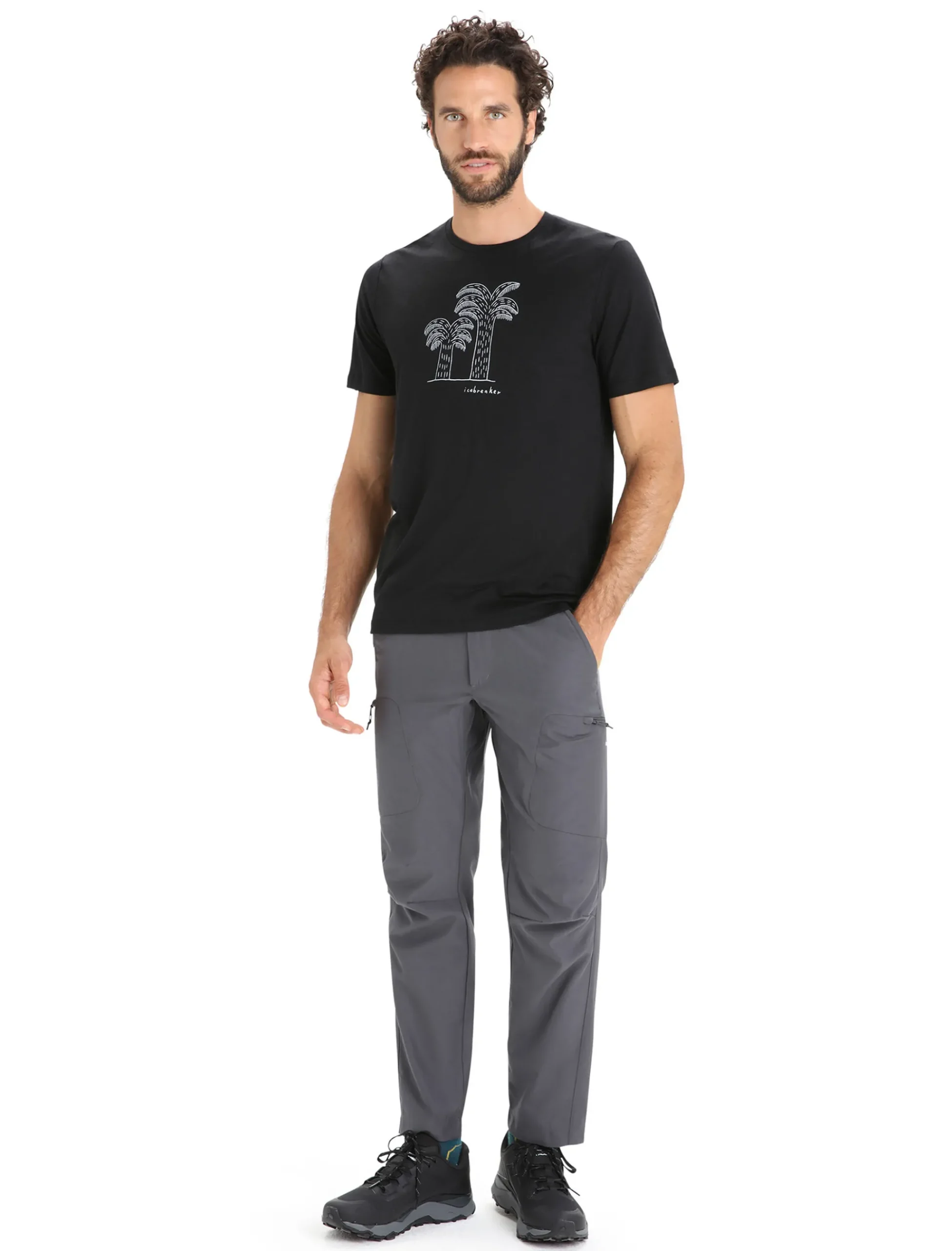 Clearance Icebreaker Merino Tech Lite Ii T-Shirt Giant Ferns Herren Black