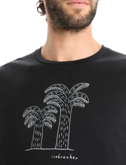 Clearance Icebreaker Merino Tech Lite Ii T-Shirt Giant Ferns Herren Black