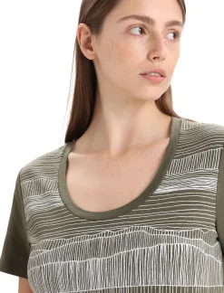 Cheap Icebreaker Merino Tech Lite Ii T-Shirt Mit U-Ausschnitt Reflection Lines Damen Loden