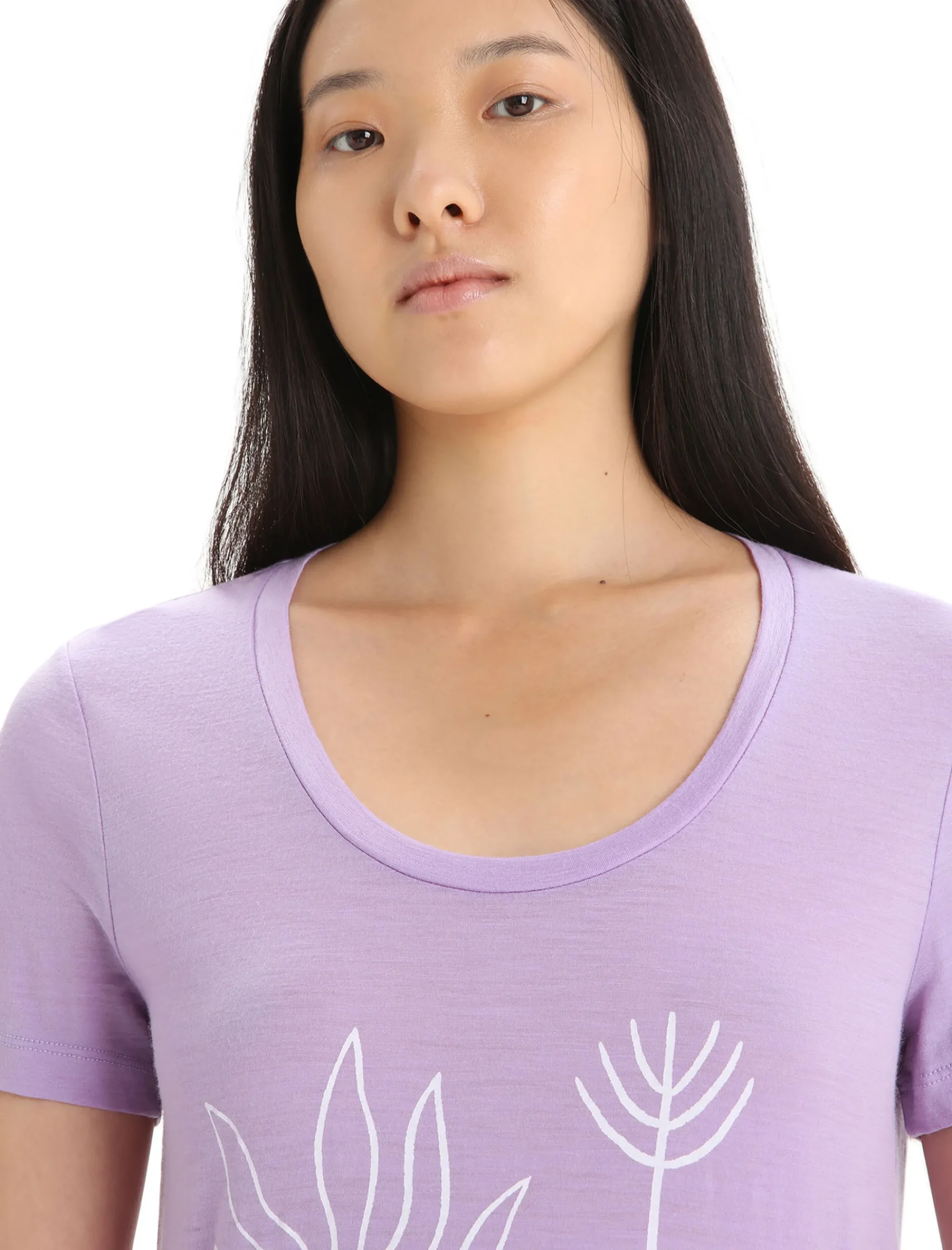 Fashion Icebreaker Merino Tech Lite Ii T-Shirt Mit U-Ausschnitt Fresh Growth Damen Purple Gaze