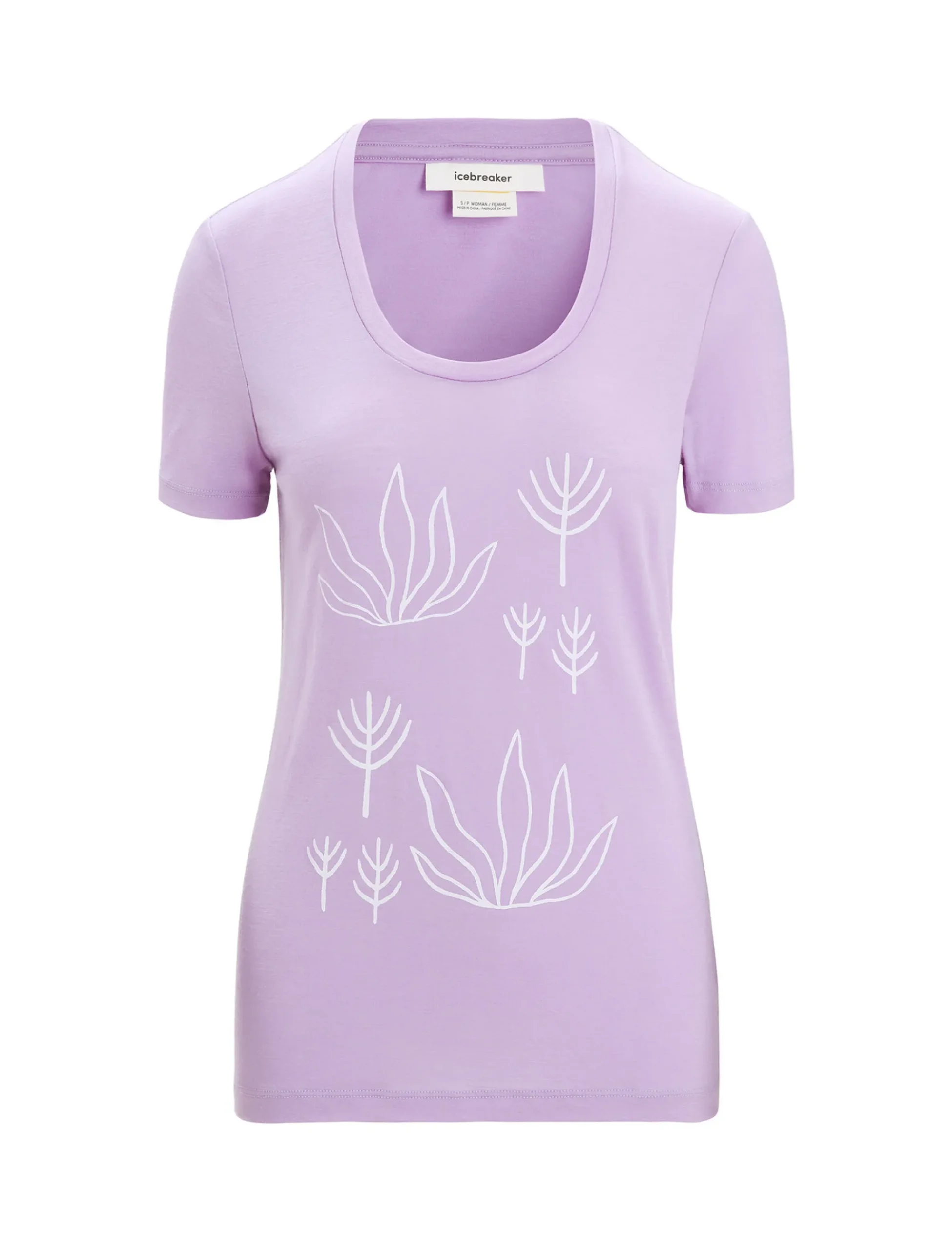 Fashion Icebreaker Merino Tech Lite Ii T-Shirt Mit U-Ausschnitt Fresh Growth Damen Purple Gaze