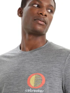 New Icebreaker Merino Tech Lite Ii T-Shirt Spring Glow Herren Gritstone Heather