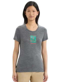 Clearance Icebreaker Merino Tech Lite Ii T-Shirt Wildflower Bloom Damen Gritstone Heather