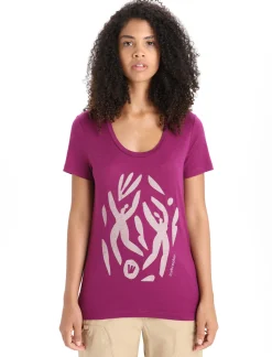 Sale Icebreaker Merino Tech Lite Ii T-Shirt Mit U-Ausschnitt Nature Celebration Damen Go Berry