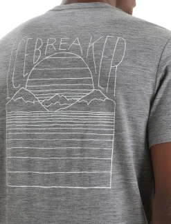 Hot Icebreaker Merino Tech Lite Ii T-Shirt Mountain Sunset Herren Gritstone Heather