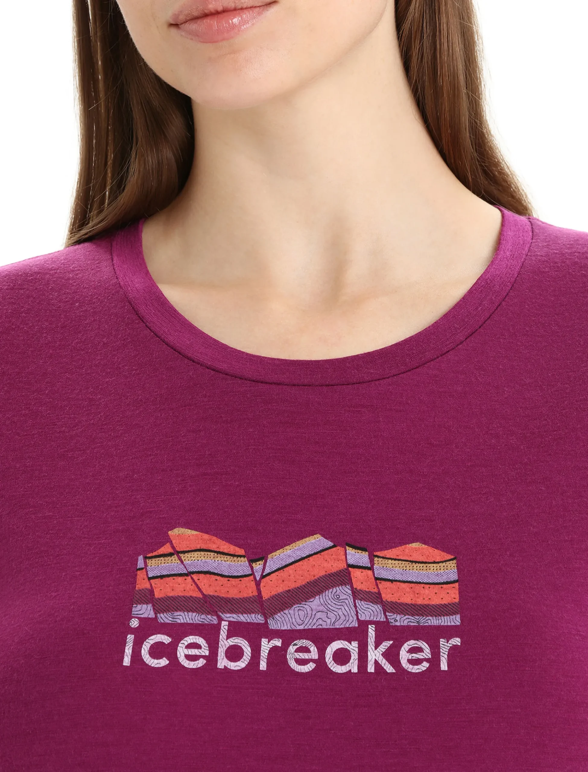 Sale Icebreaker Merino Tech Lite Ii T-Shirt Mountain Geology Damen Go Berry