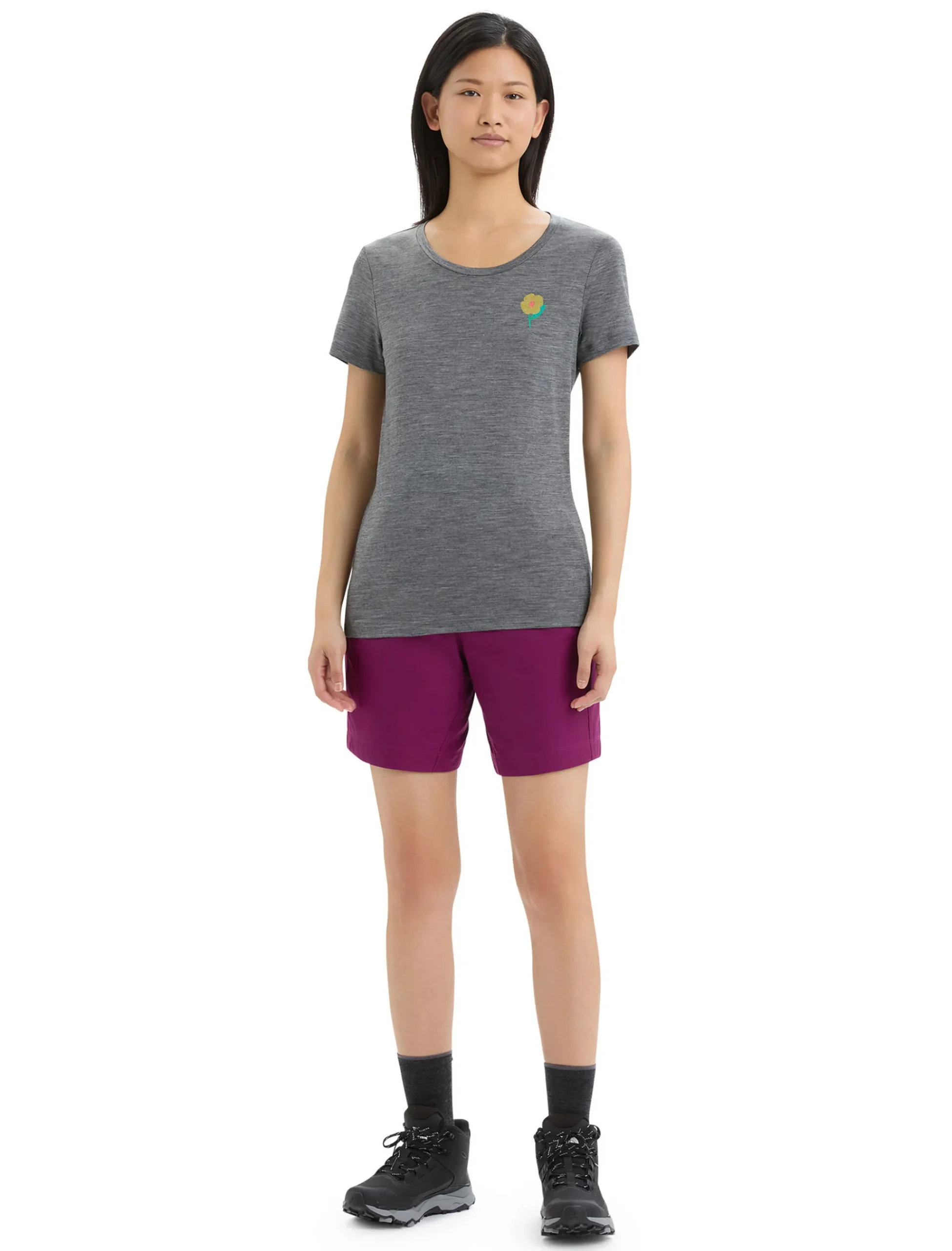 Flash Sale Icebreaker Merino Tech Lite Ii T-Shirt Springtime Flowers Damen Gritstone Heather