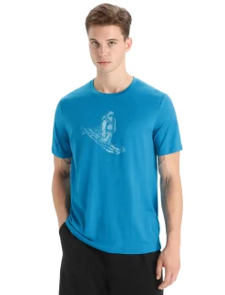 Flash Sale Icebreaker Merino Tech Lite Ii T-Shirt Skiing Yeti Herren Geo Blue