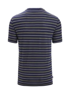 New Icebreaker Merino Wave T-Shirt Stripe Herren Midnight Navy/Loden