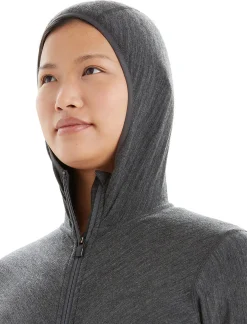 Hot Icebreaker Realfleece® Merino Descender Kapuzenjacke Damen Jet Heather
