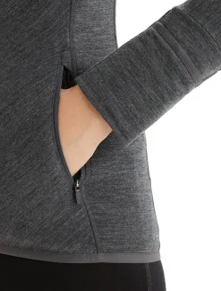 Hot Icebreaker Realfleece® Merino Descender Kapuzenjacke Damen Jet Heather