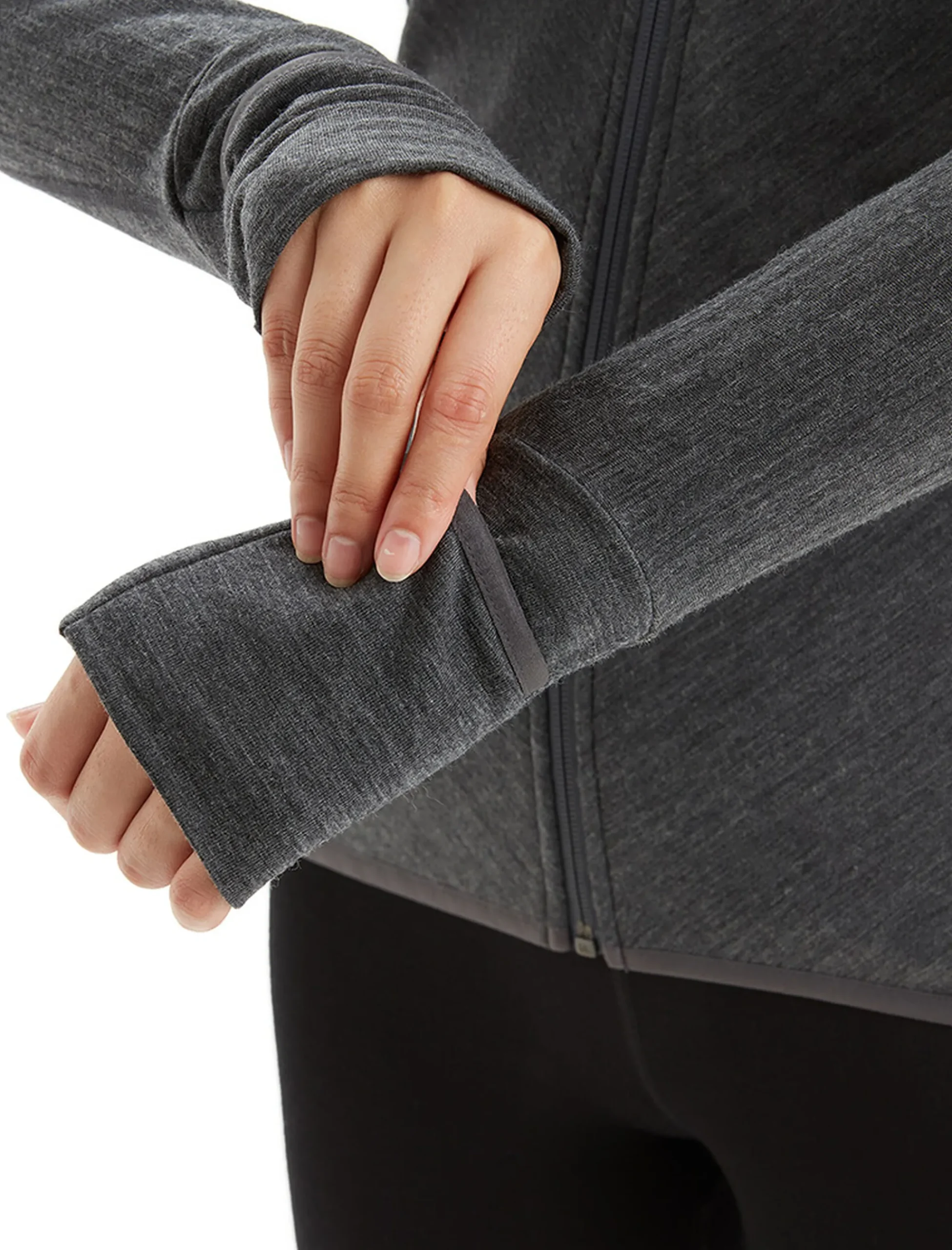 Hot Icebreaker Realfleece® Merino Descender Kapuzenjacke Damen Jet Heather