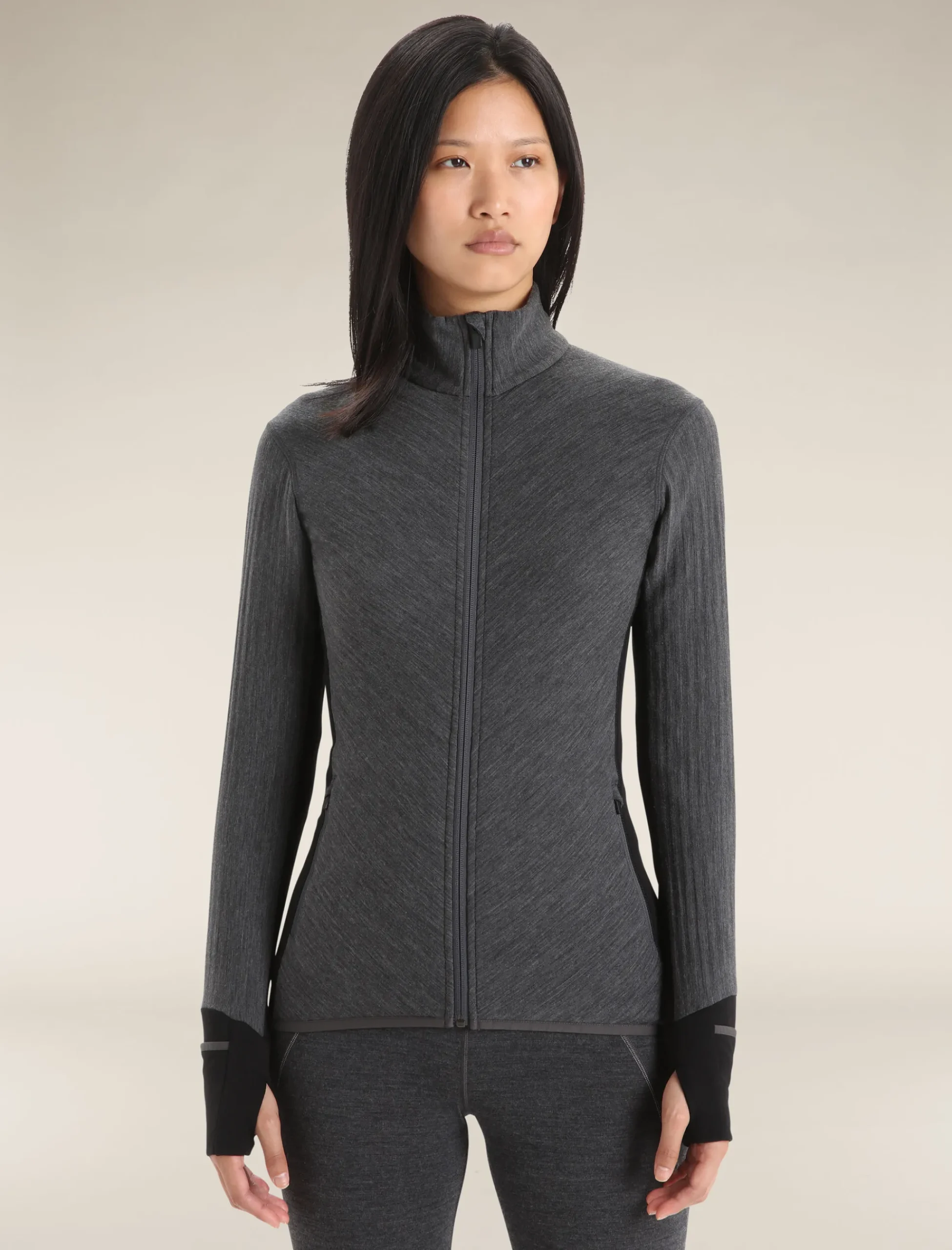 Best Sale Icebreaker Realfleece™ Merino Descender Jacke Damen Jet Heather/Black