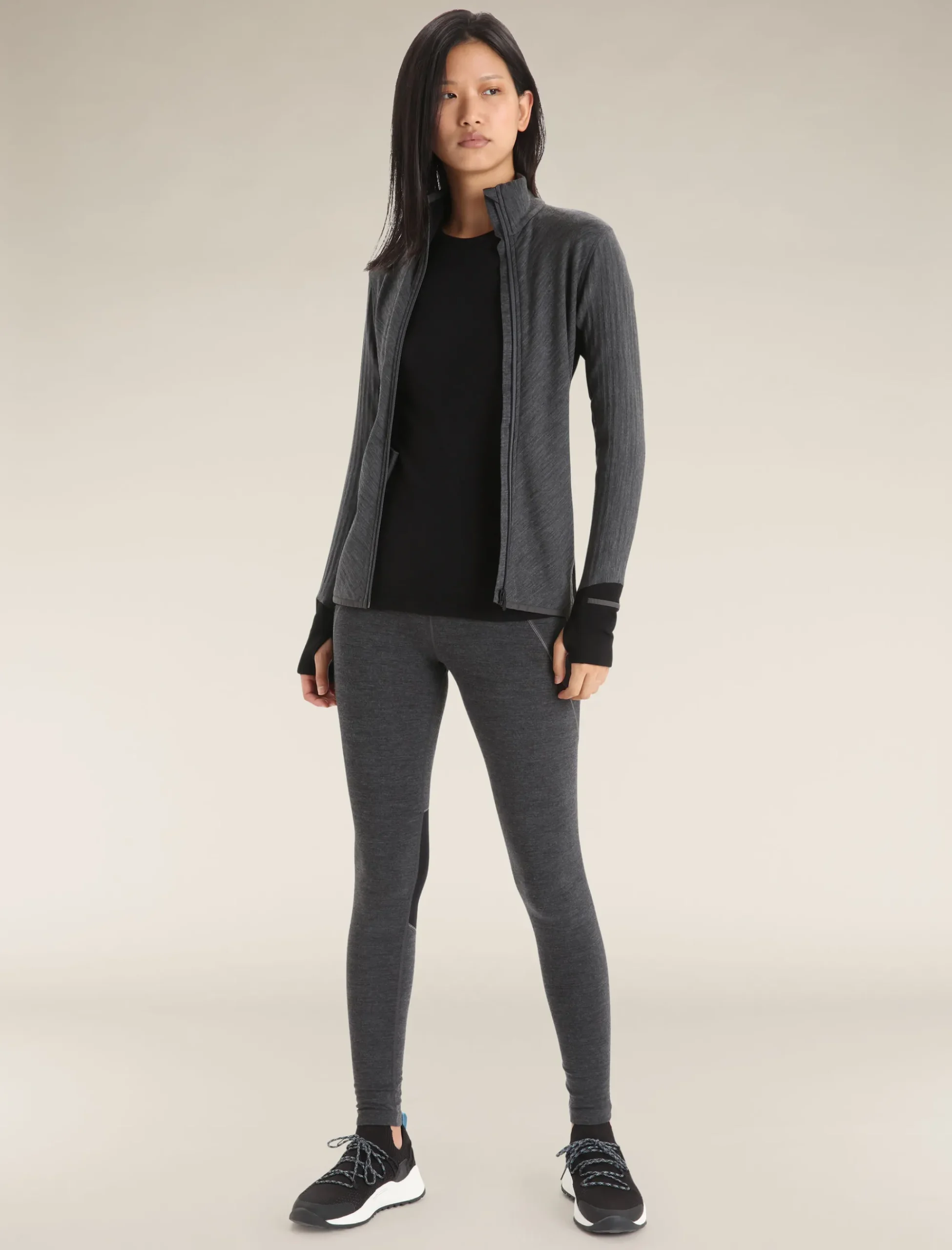 Best Sale Icebreaker Realfleece™ Merino Descender Jacke Damen Jet Heather/Black