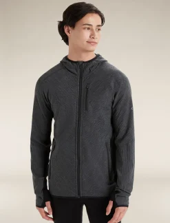 Cheap Icebreaker Realfleece® Merino Descender Kapuzenjacke Herren Jet Heather/Black