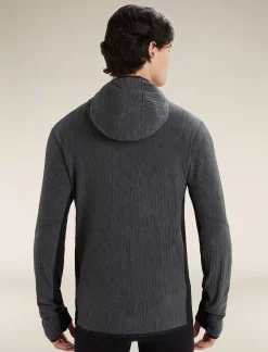 Cheap Icebreaker Realfleece® Merino Descender Kapuzenjacke Herren Jet Heather/Black