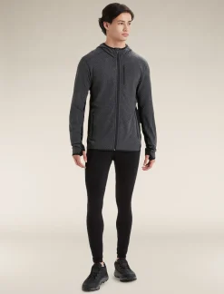 Cheap Icebreaker Realfleece® Merino Descender Kapuzenjacke Herren Jet Heather/Black