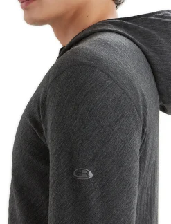 Cheap Icebreaker Realfleece® Merino Descender Kapuzenjacke Herren Jet Heather/Black