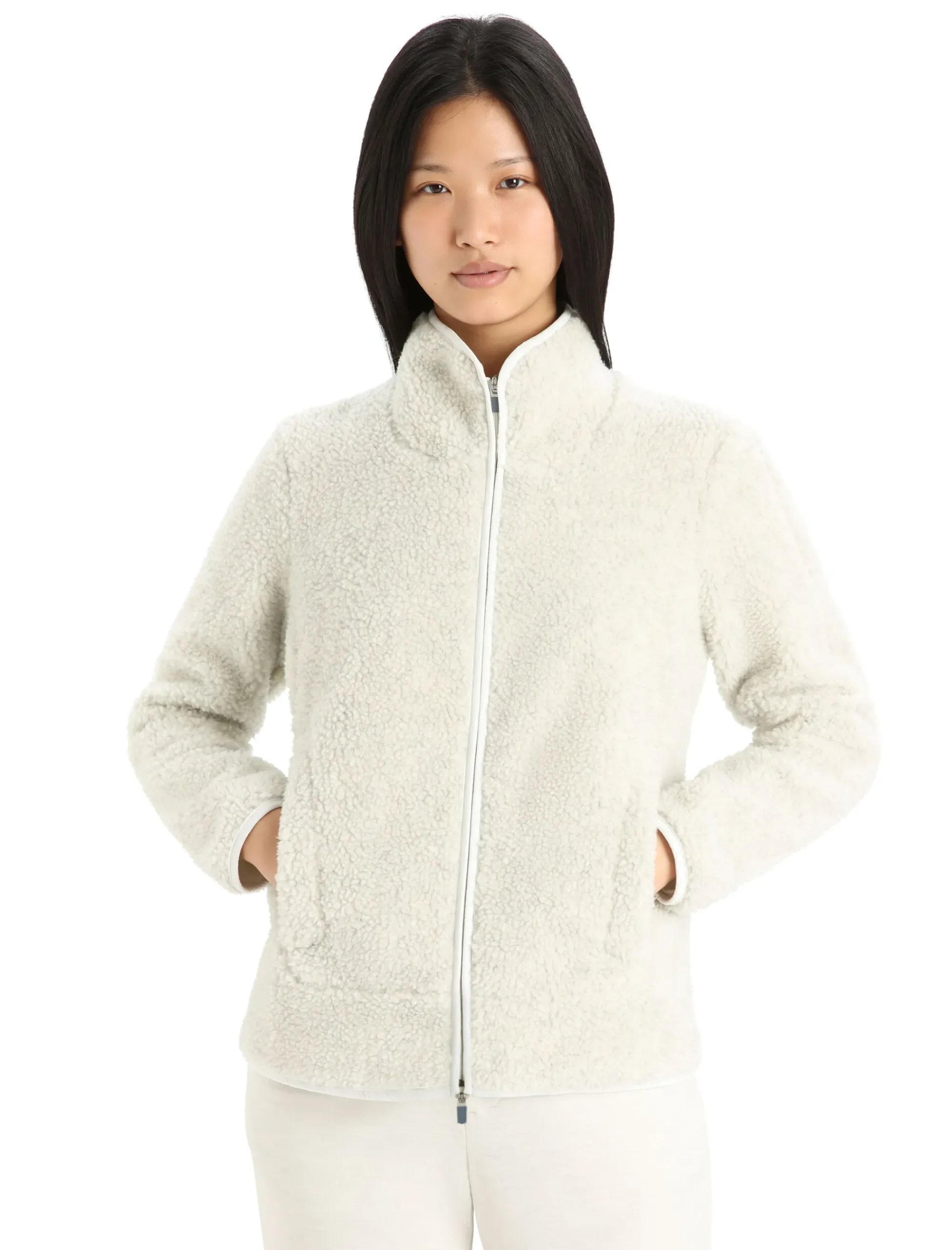 Discount Icebreaker Realfleece™ Merino High Pile Zip-Jacke Damen Ecru Heather/Snow