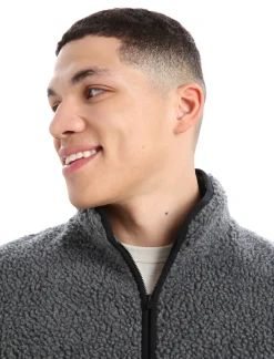 Clearance Icebreaker Realfleece™ Merino High Pile Half-Zip-Pullover Herren Gritstone Heather/Black