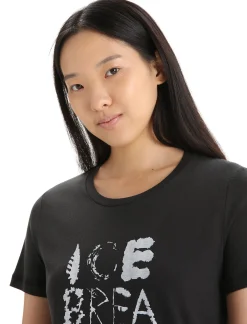New Icebreaker Tencel Cotton T-Shirt Natural Damen Black