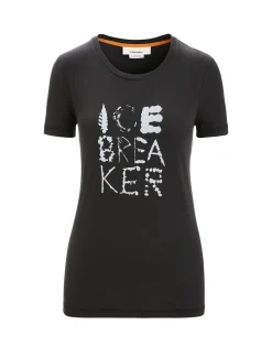 New Icebreaker Tencel Cotton T-Shirt Natural Damen Black