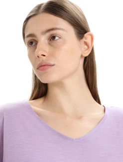 Cheap Icebreaker Wendbares Merino Drayden T-Shirt Damen Purple Gaze