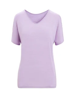 Cheap Icebreaker Wendbares Merino Drayden T-Shirt Damen Purple Gaze