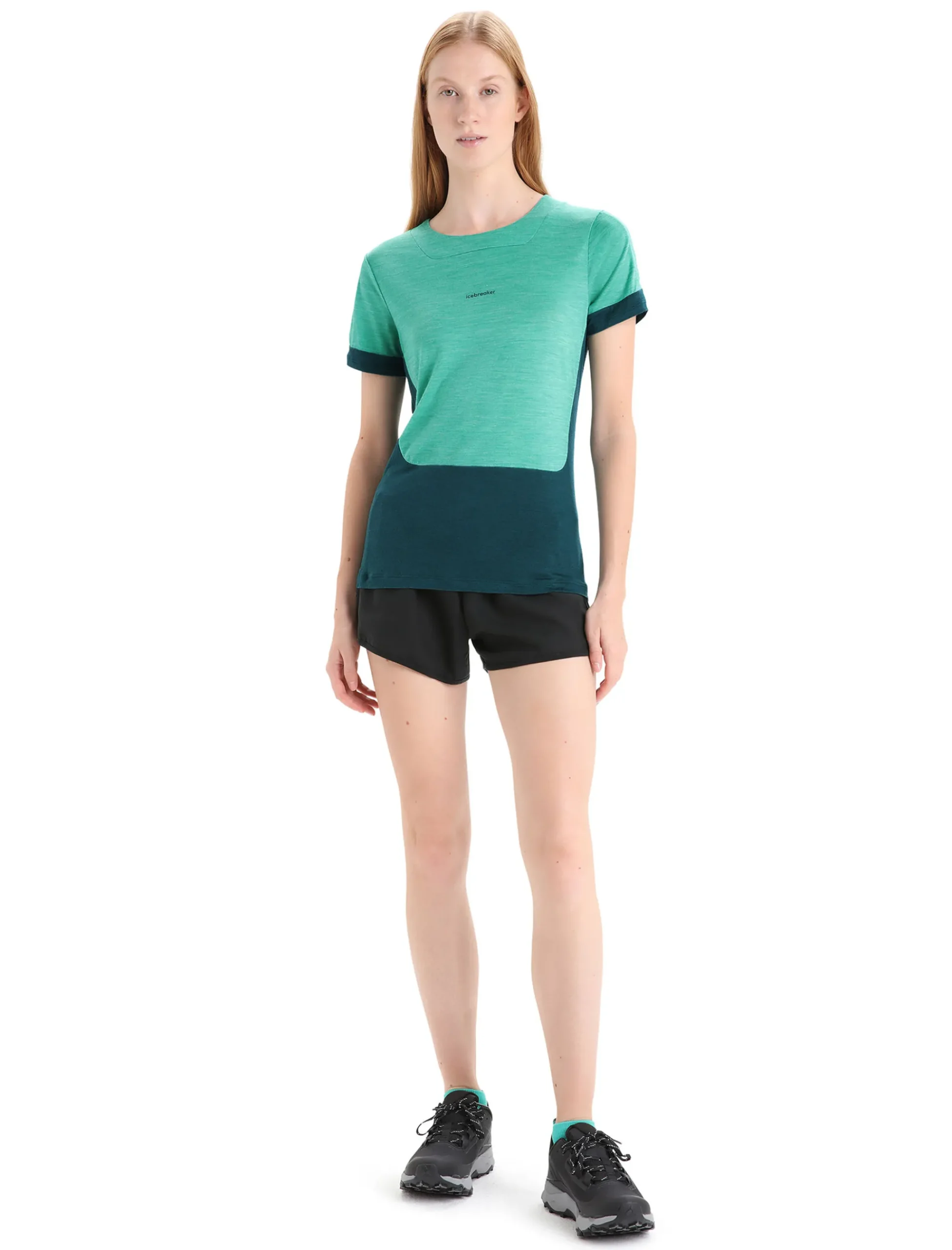 New Icebreaker Zoneknit™ Merino Kurzarmshirt Damen Fresh Heather/Green Glory