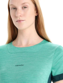 New Icebreaker Zoneknit™ Merino Kurzarmshirt Damen Fresh Heather/Green Glory