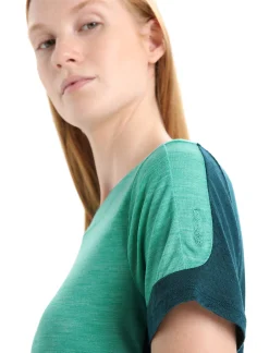 New Icebreaker Zoneknit™ Merino Kurzarmshirt Damen Fresh Heather/Green Glory